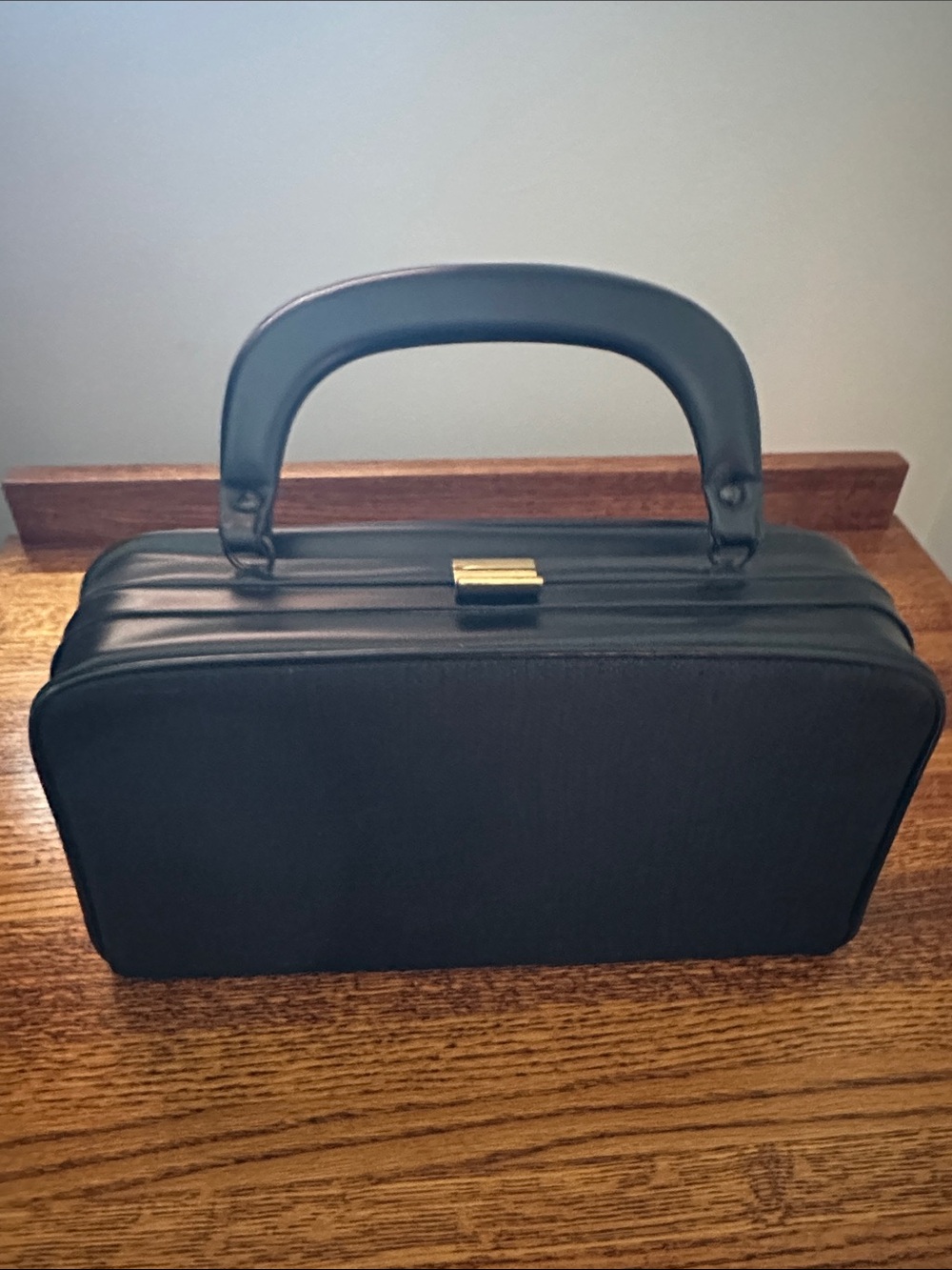 Vintage Structured Black Top-Handle Women's Bag